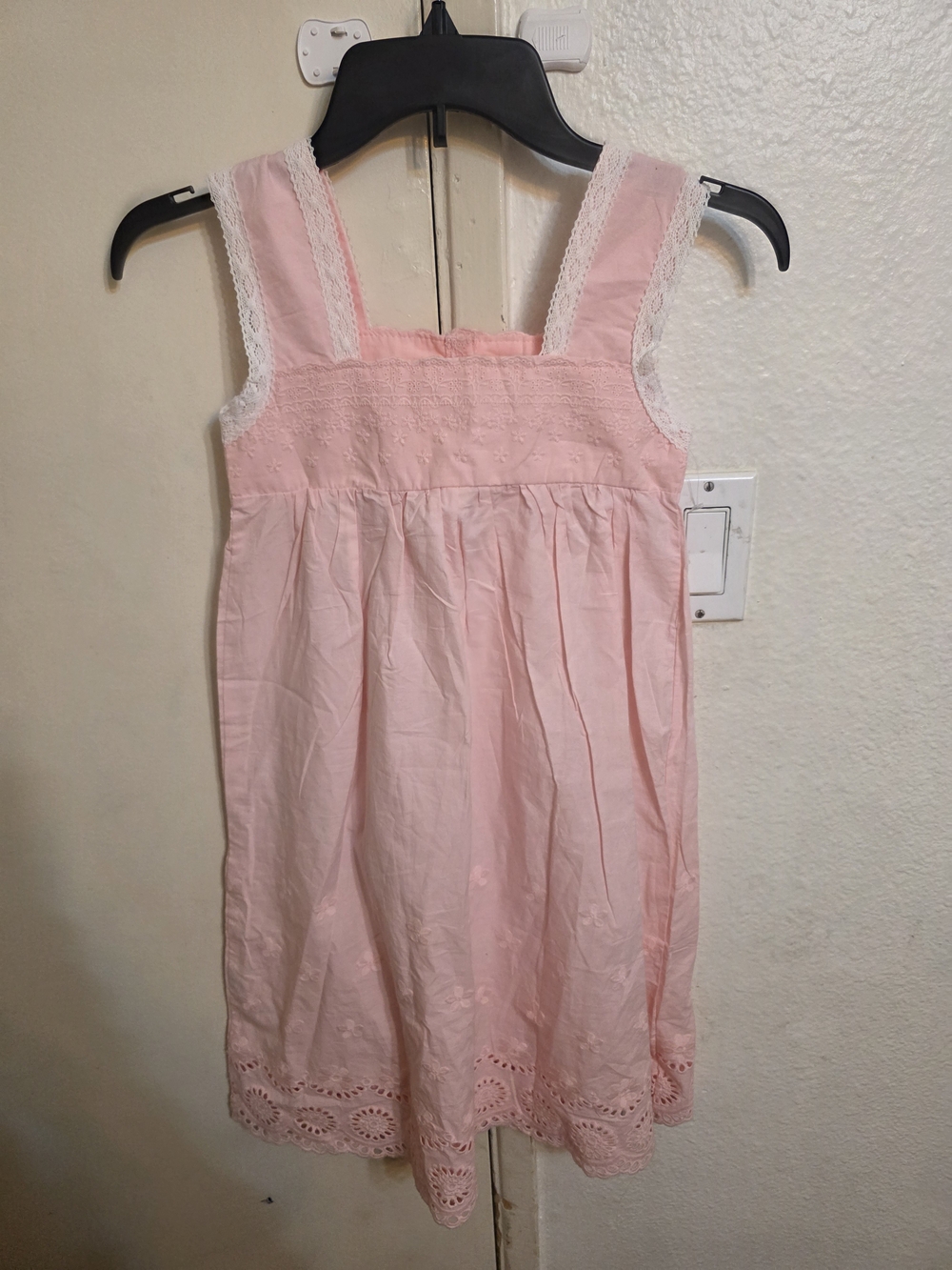 Sleeveless Pink Eyelet-Trim Casual Dress for Girls